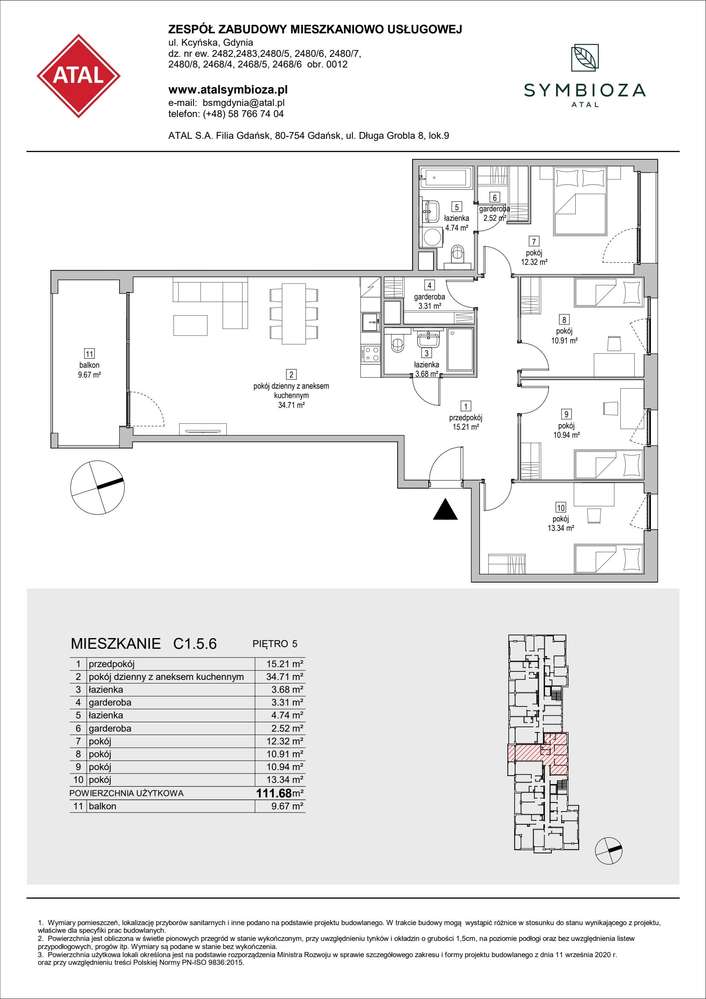 5-pokojowe mieszkanie 111m2 + balkon Bezpośrednio - Pełny obrazek: 2/9