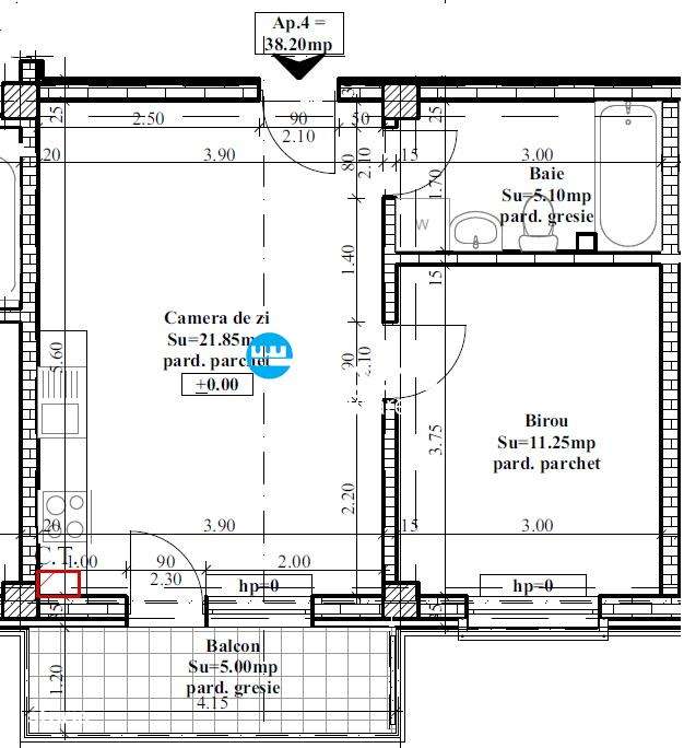 Apartament 2 cam OS, 43 mp etaj intermediar zona Bucium - Visan - Imagine principală: 4/4