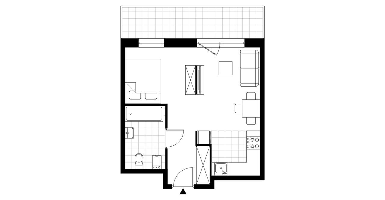 1-pokojowe mieszkanie 30m2 + taras Bezpośrednio - Pełny obrazek: 3/8