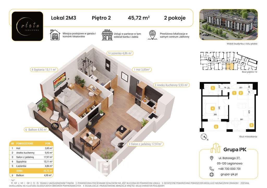 Bez PCC I 2 pokoje | 45,72 m² | Balkon - Pełny obrazek: 4/4