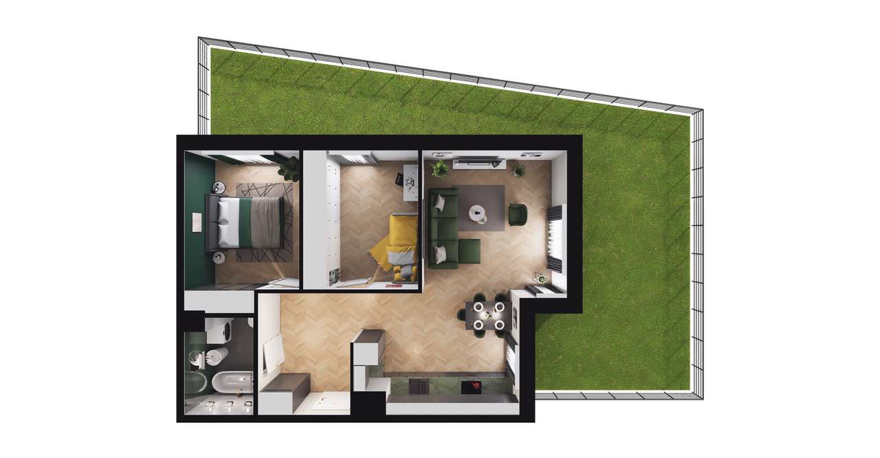 3-pokojowe mieszkanie 58m2 + ogródek Bezpośrednio - Pełny obrazek: 2/7