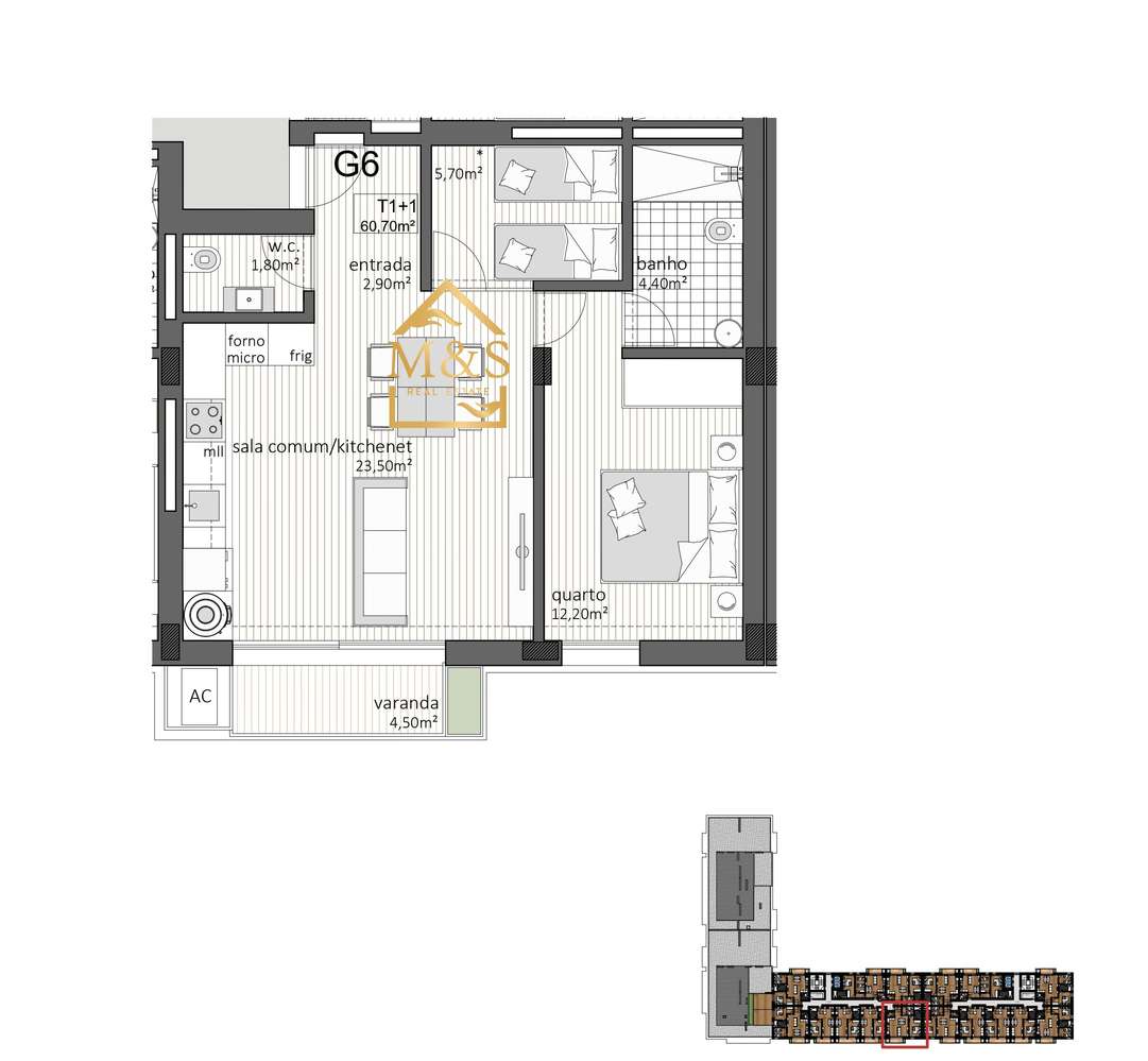 Apartamento T1+1, Suite, Novo, Varanda - Paranhos - Porto-7