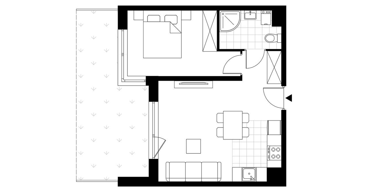 2-pokojowe mieszkanie 38m2 + taras Bez Prowizji - Pełny obrazek: 2/7