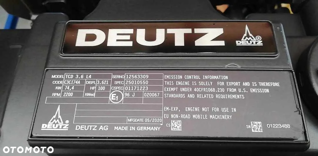 SILNIK DEUTZ TCD 3.6 L4 74,4 kW C4Ci74A NOWY 33000 zł netto - 8