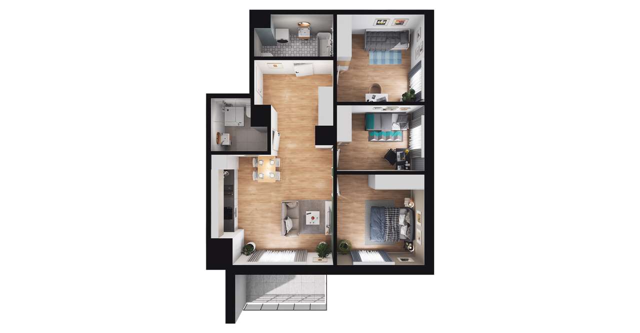 4-pokojowe mieszkanie 75m2 + balkon - Pełny obrazek: 3/9