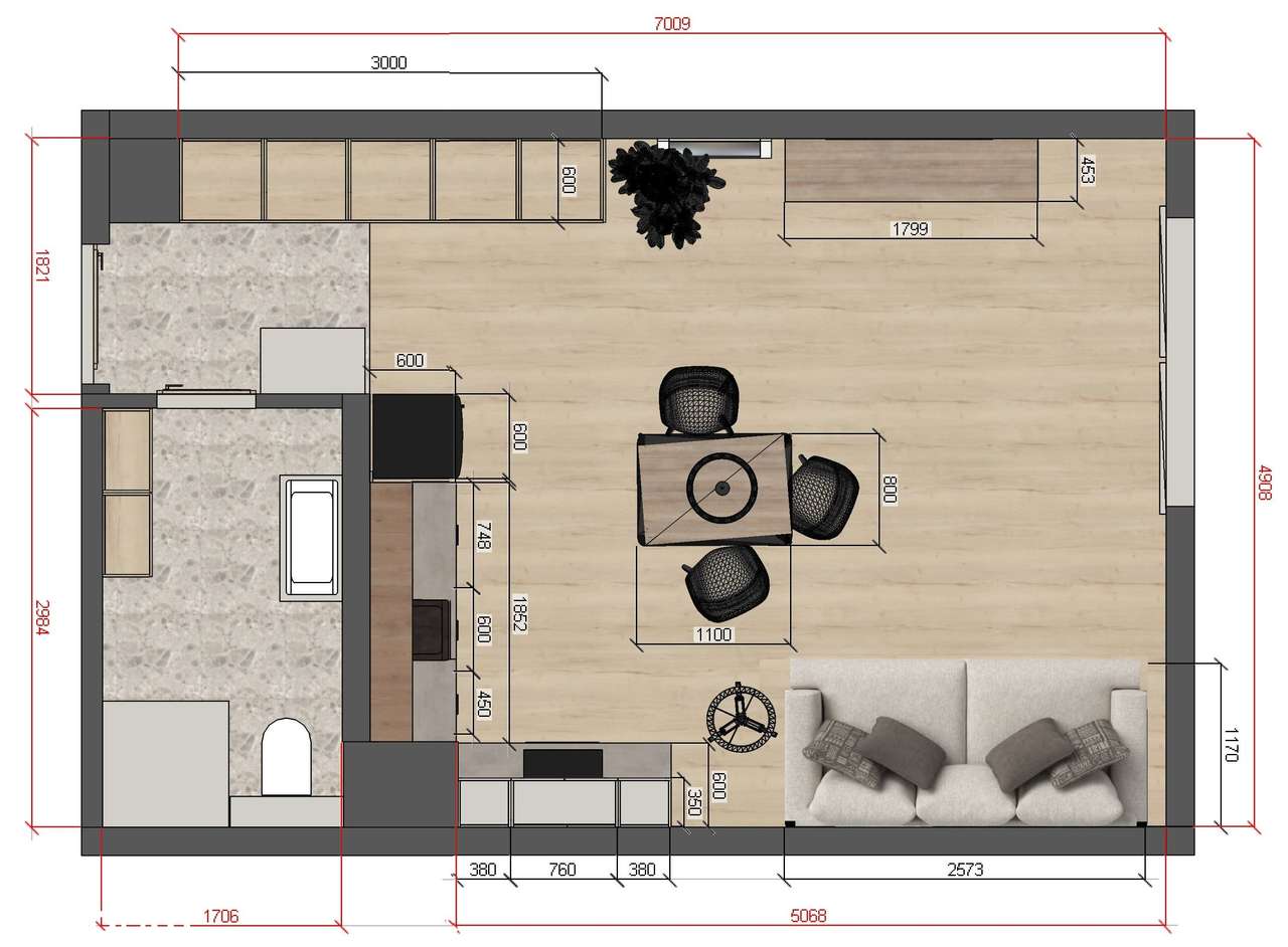 Mieszkanie B20 - przestronne jednopokojowe mieszkanie - Pełny obrazek: 3/13