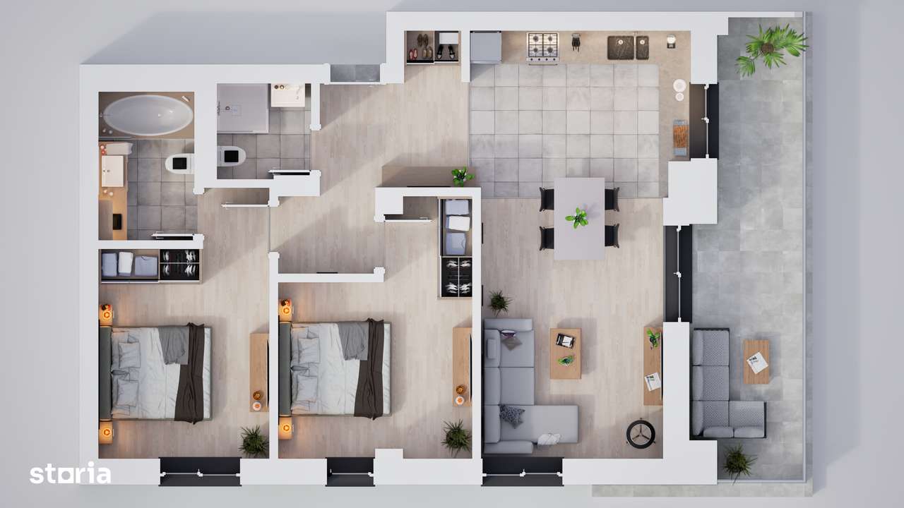 Apartament 3 camere cu incalzire in pardoseala - Imagine principală: 3/19