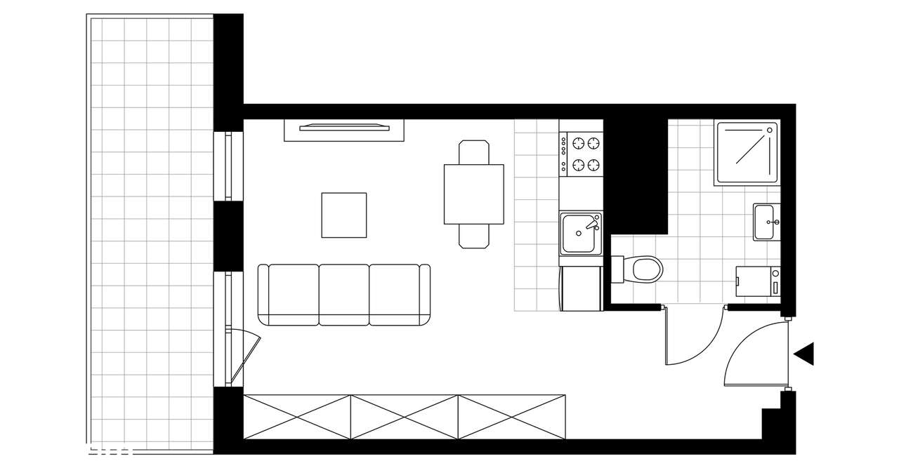 1-pokojowe mieszkanie 29m2 + balkon - Pełny obrazek: 3/8