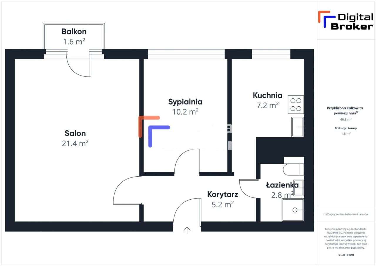 2 pokoje - 46 m² - Os. Bolesława Chrobrego - Pełny obrazek: 2/15