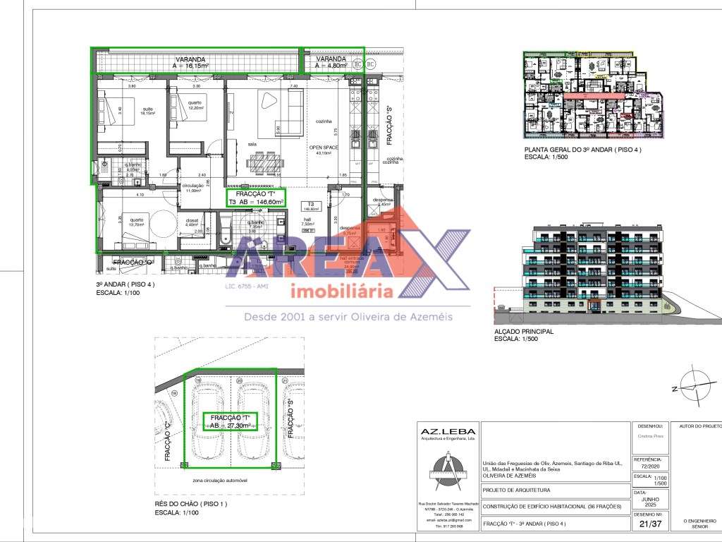 FRAÇÃO T - 3º andar - T3 - 2 lugares de garagem - Grande imagem: 2/17