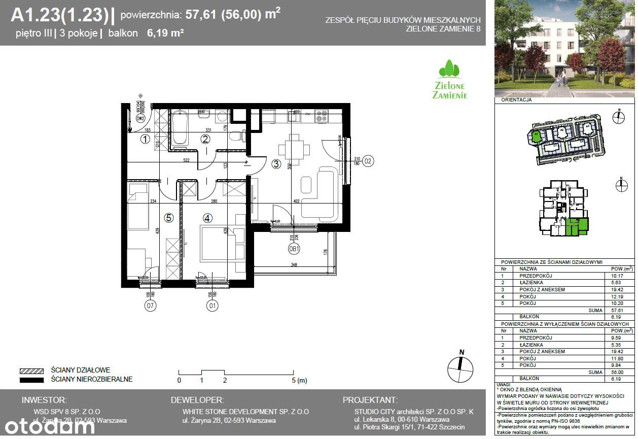 3 pokoje 56m2 w Zamieniu koło Ursynowa - Pełny obrazek: 2/5