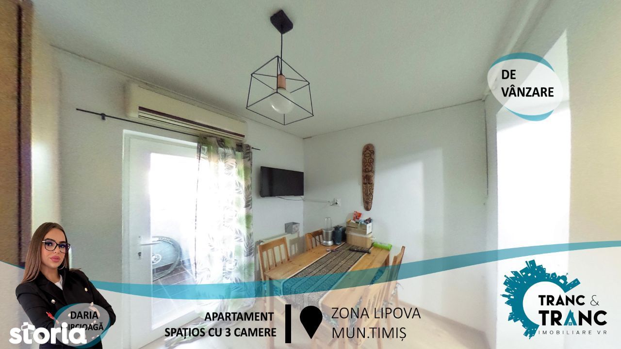 Apartament spațios cu 3 camere în zona Lipovei(ID:27882)