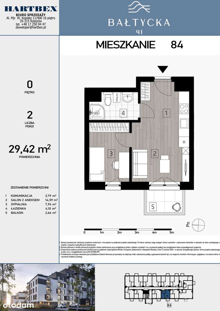 2-pokojowe mieszkanie 29m2 + balkon - Pełny obrazek: 2/7
