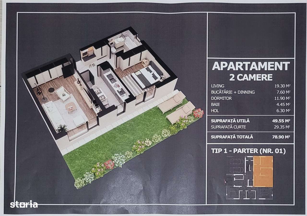 Apartament 2 camere + Gradina | Ansamblu rezidential | Postalionului-6
