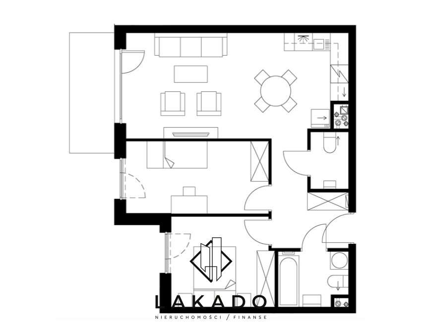 2 funkcjonalne sypialnie z salonem 25m² i balkon - Pełny obrazek: 2/6