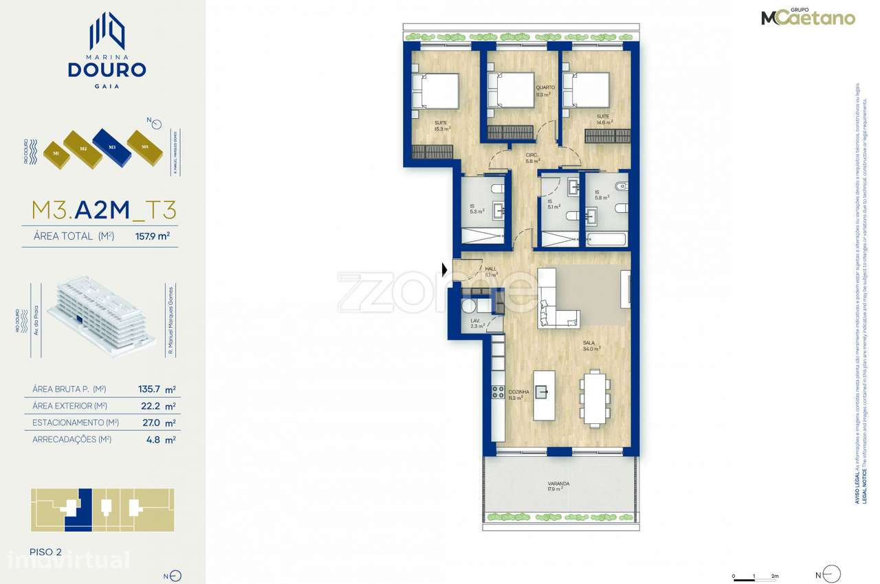 T3 na Afurada - Canidelo em V.N.Gaia no Marina Douro - Grande imagem: 4/45