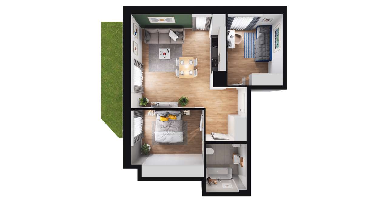 3-pokojowe mieszkanie 51m2 + ogródek Bez Prowizji - Pełny obrazek: 2/8