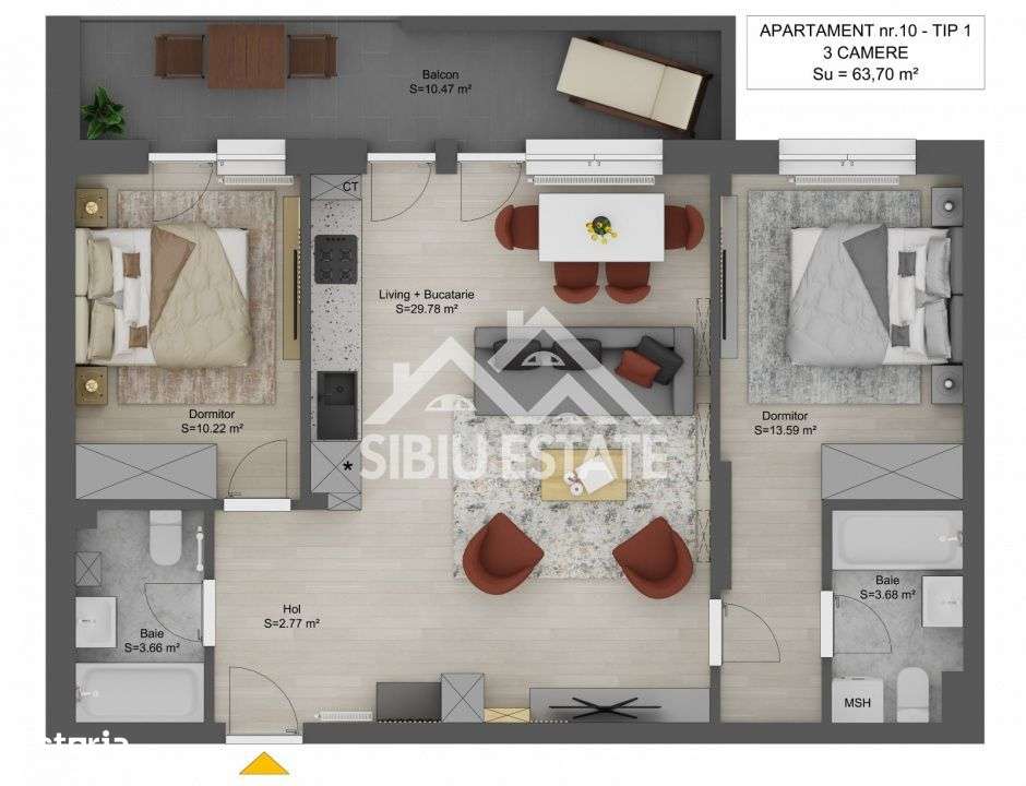 Apartament 3 camere de vânzare – Shopping City Sibiu - Imagine principală: 2/6