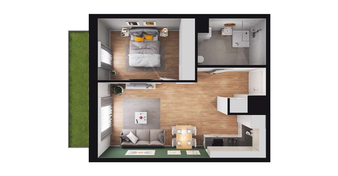 2-pokojowe mieszkanie 43m2 + ogródek Bez Prowizji - Pełny obrazek: 2/8