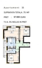 Apartament decomandat 3 camere, bucatarie inchisa-57.000 euro, Cristal
