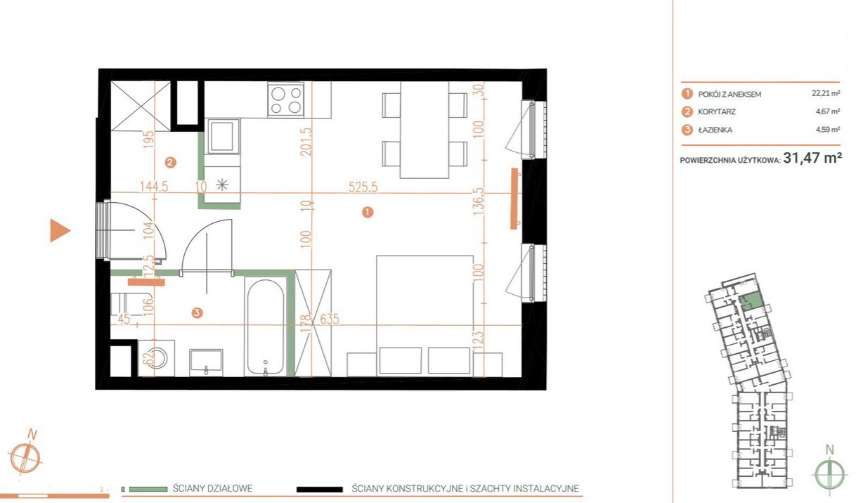 Kawalerka Zabłocie 32 m²  | piętro 1 | stan deweloperski BEZ PROWIZJI - Pełny obrazek: 5/5