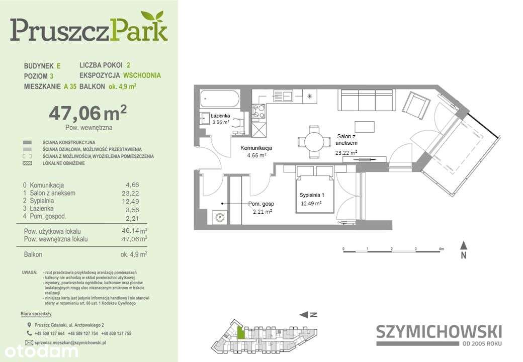 Pruszcz Park E - A.35 2-pok. 47,06 m2 - balkon - gotowe! - Pełny obrazek: 2/21