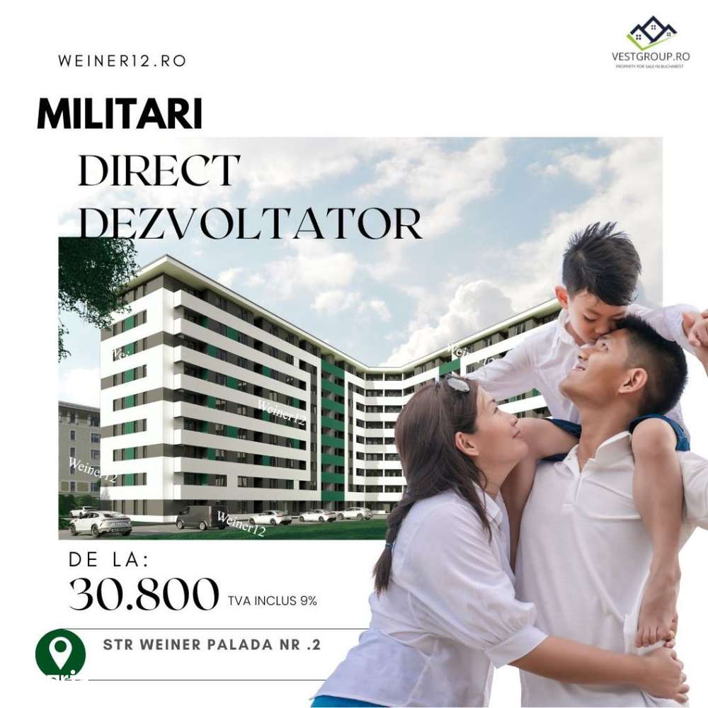 Apartament 3 camere Direct Dezvoltator Proiect Weiner2 VestGroup - Imagine principală: 1/15