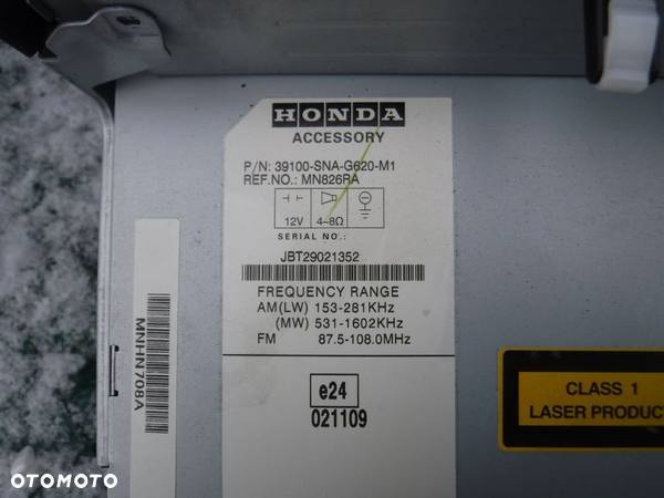 Honda Civic VIII sedan 06-11 1.3 HYBRID radio panel 39100-SNA-G620 EUROPA - 3