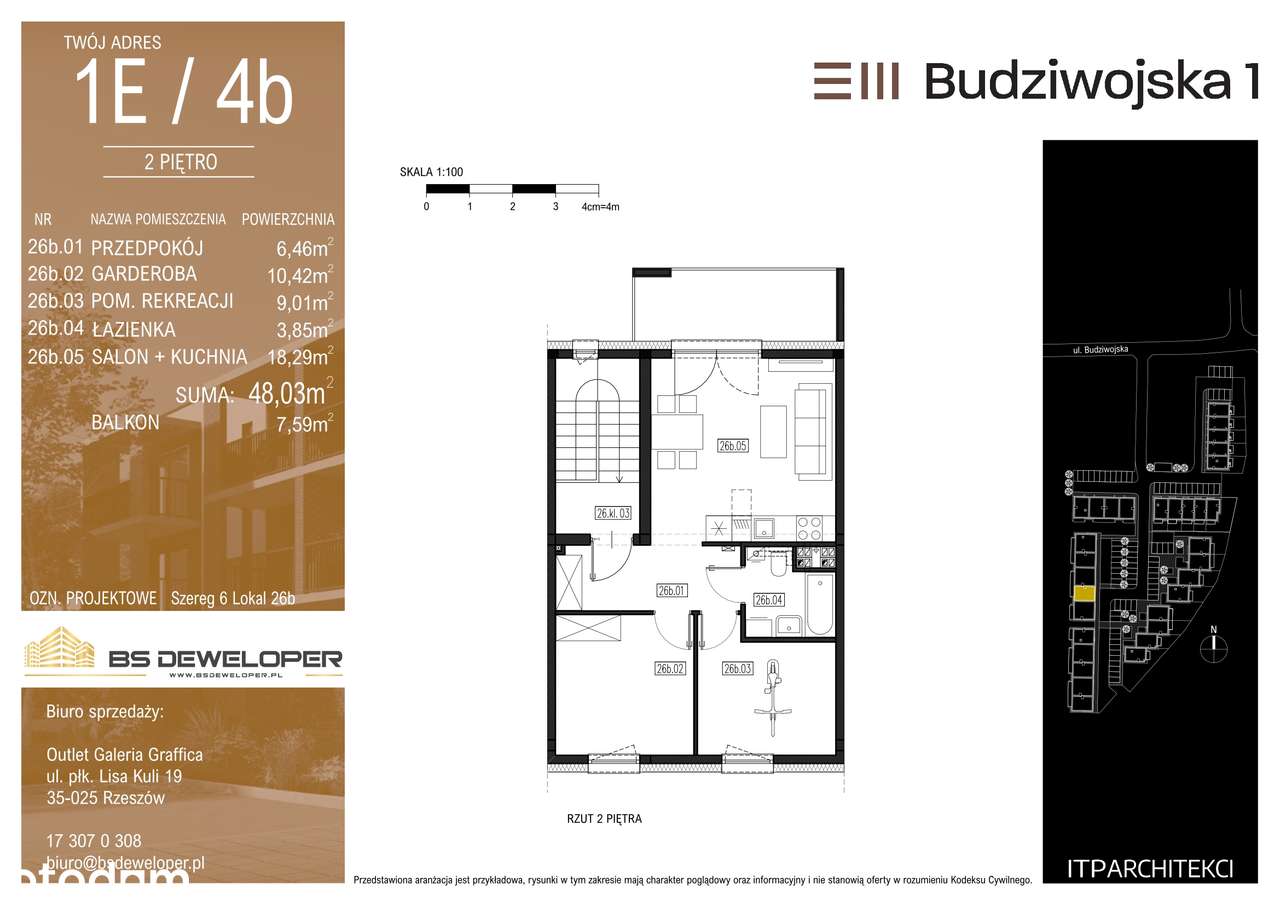 Budziwojska 3 | mieszkanie z balkonem 1E/4b - Pełny obrazek: 2/9
