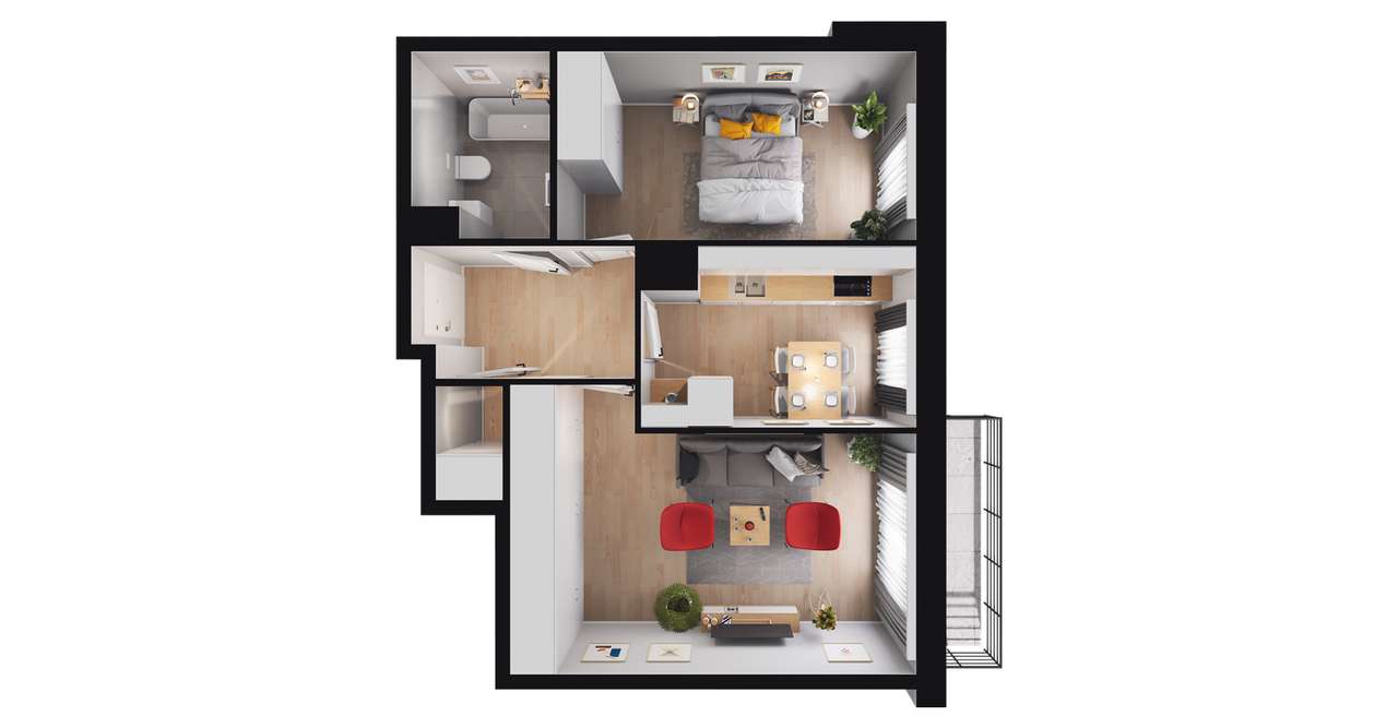 2-pokojowe mieszkanie 48m2 + balkon Bez Prowizji - Pełny obrazek: 2/8