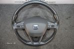 VOLANTE GUIADOR COMPLETO SEAT LEON 5F PELE COMANDOS MULTIFUNÇÕES AIRBAG IBIZA 6F - 1