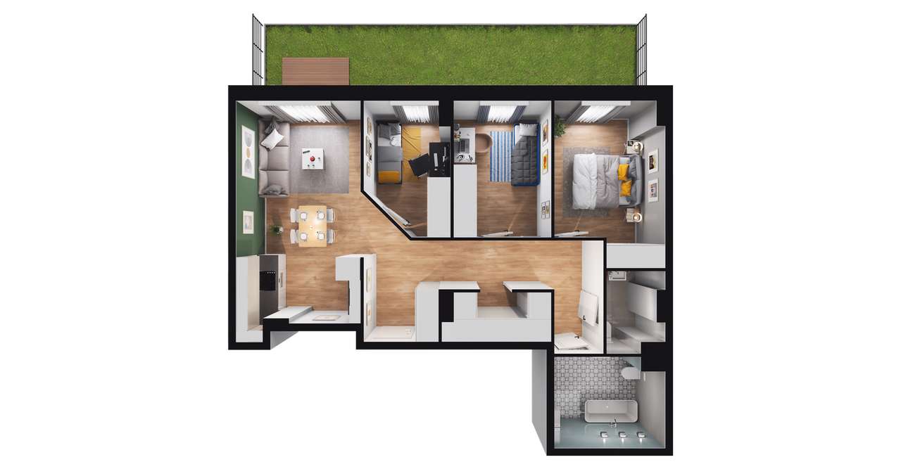 4-pokojowe mieszkanie 74m2 + ogródek Bez Prowizji - Pełny obrazek: 2/8