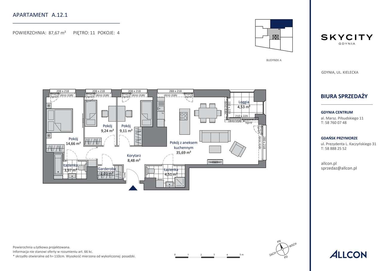 4-pokojowe mieszkanie 87m2 + loggia - Pełny obrazek: 2/7