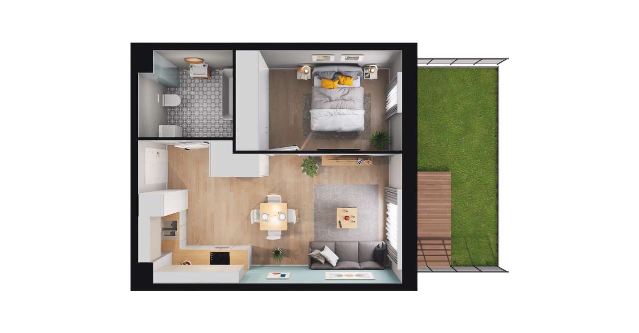 2-pokojowe mieszkanie 39m2 + ogródek Bezpośrednio - Pełny obrazek: 2/8