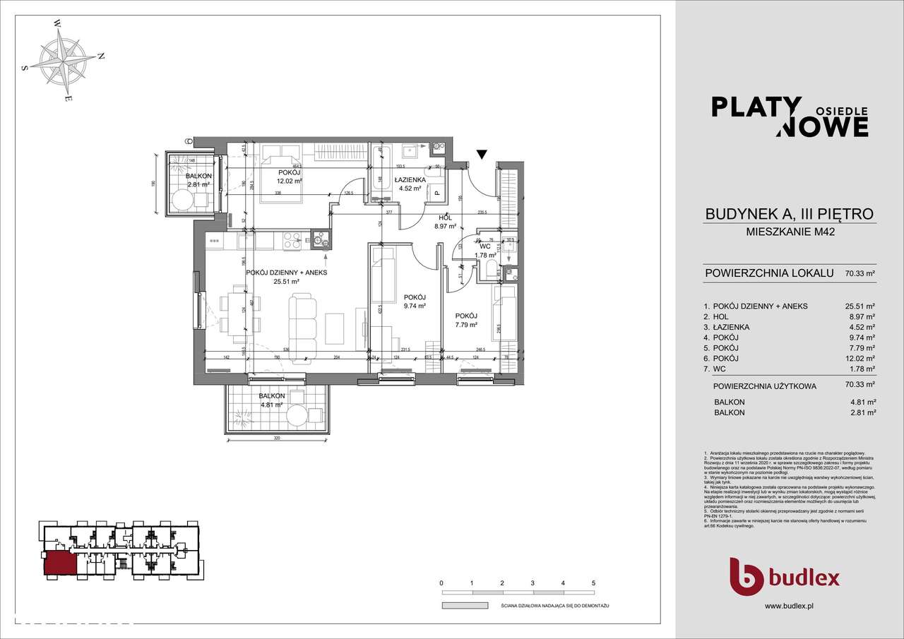 4-pokojowe mieszkanie 70m2 + balkon Bez Prowizji - Pełny obrazek: 2/7