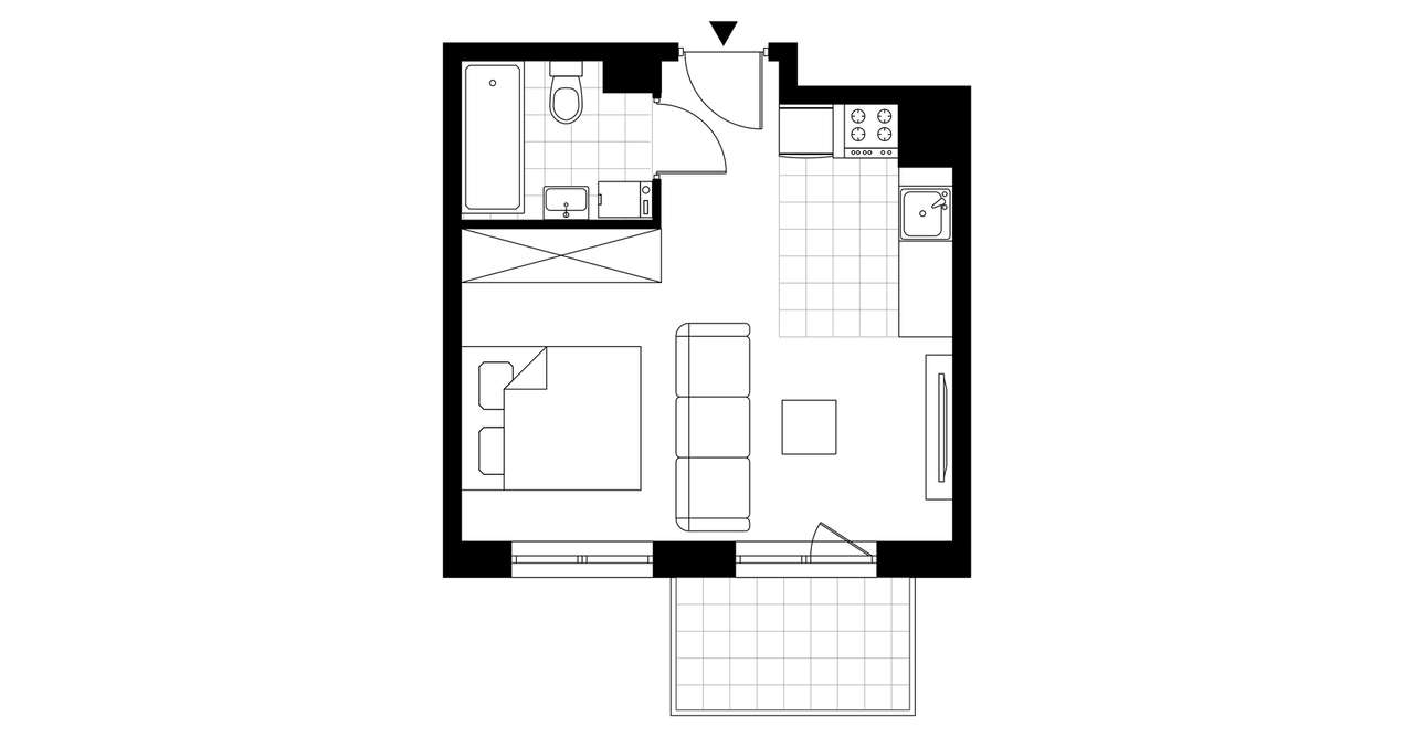 1-pokojowe mieszkanie 26m2 + balkon - Pełny obrazek: 4/8