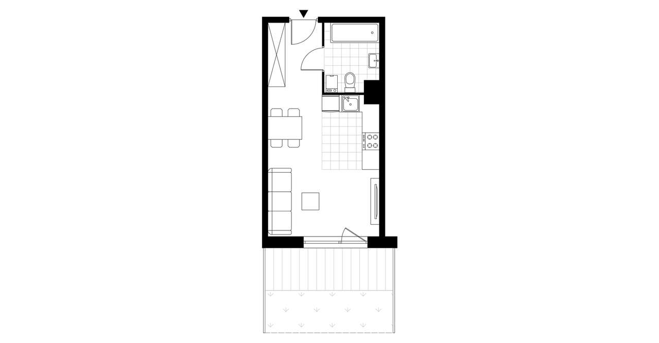 1-pokojowe mieszkanie 27m2 + ogródek Bezpośrednio - Pełny obrazek: 3/8