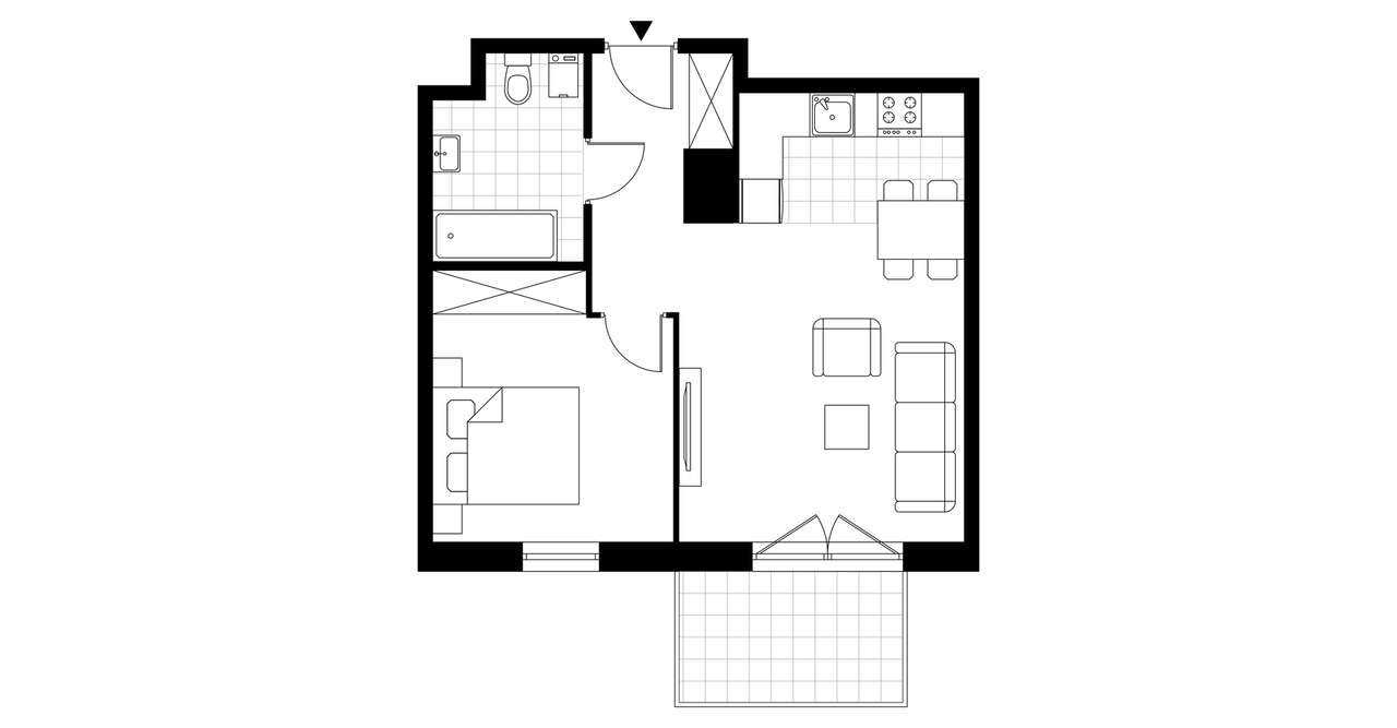 2-pokojowe mieszkanie 43m2 + balkon - Pełny obrazek: 2/8
