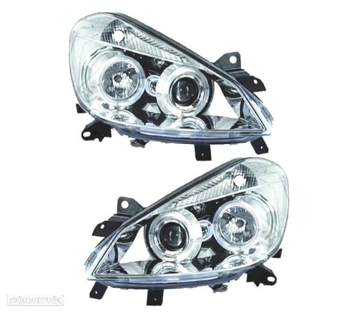 FARÓIS ANGEL EYES PARA RENAULT CLIO 05-09 FUNDO CROMADO H1 H1 - 1