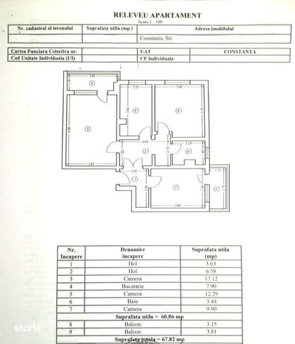 Exclusivitate -CET, 3 camere, decomandat, etaj 9/10, necesita renovare