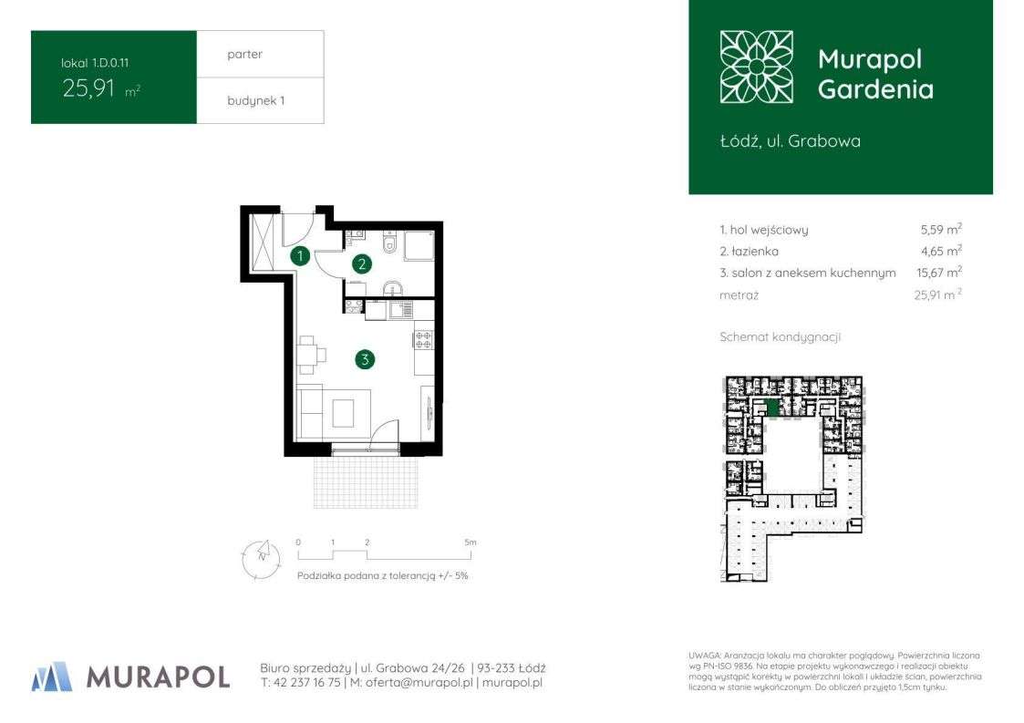 1-pokojowe mieszkanie 25m2 Bezpośrednio - Pełny obrazek: 2/5