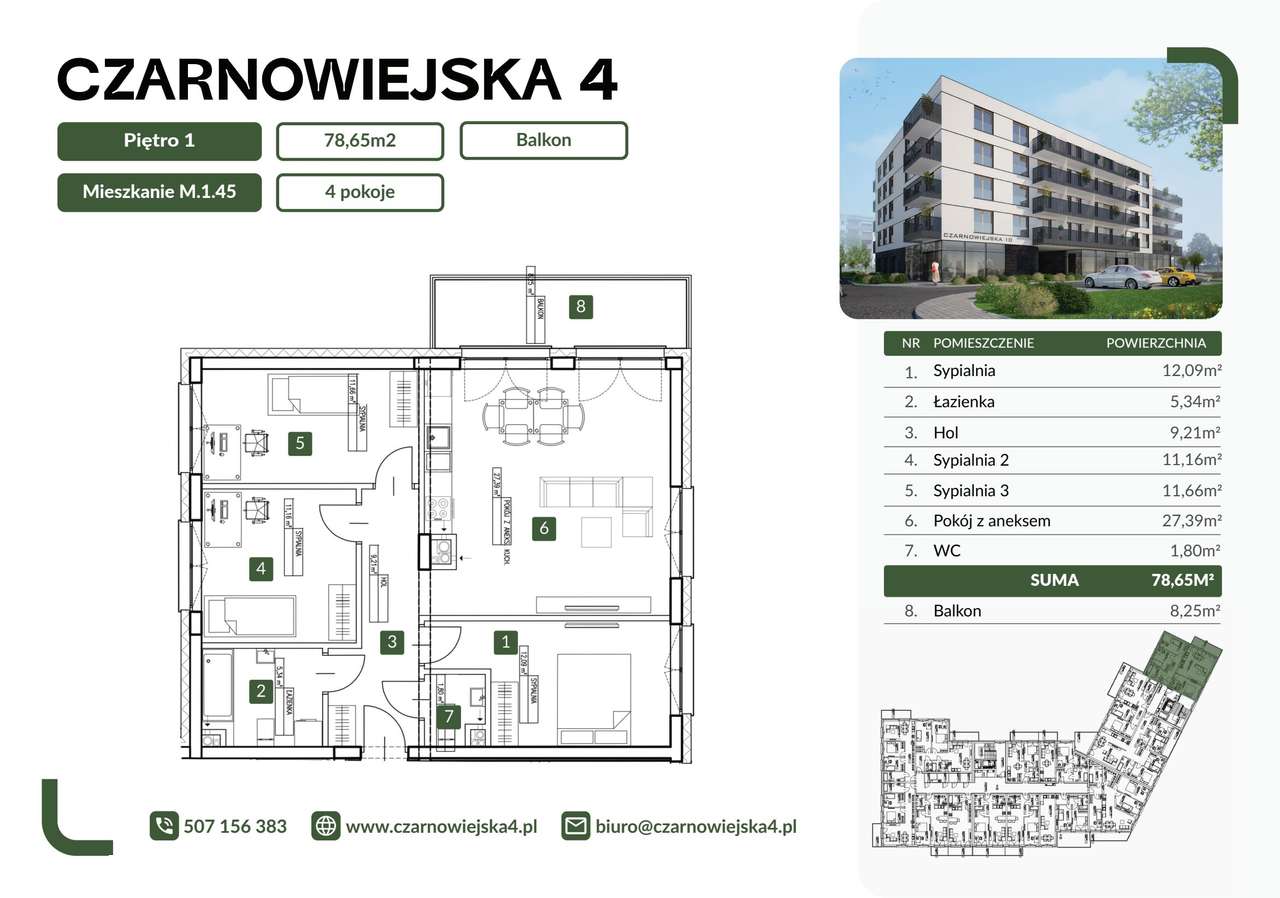 Czarnowiejska 4 | mieszkanie 4-pok. | M.1.45 - Pełny obrazek: 2/7