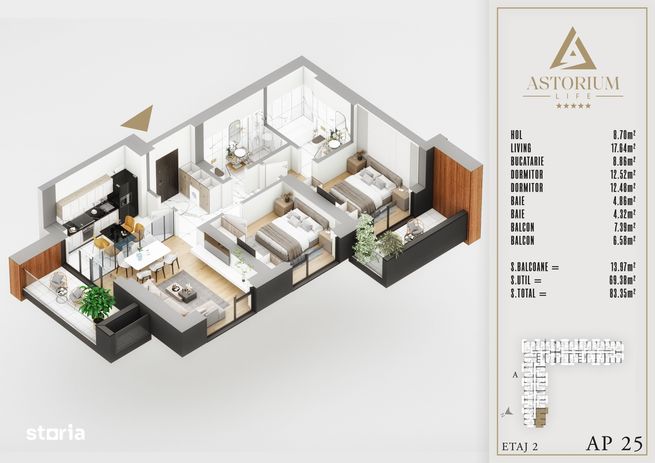 Titan Pallady Ap. 3 Camere Astorium exclusiv în blocul A, predare 2025-1