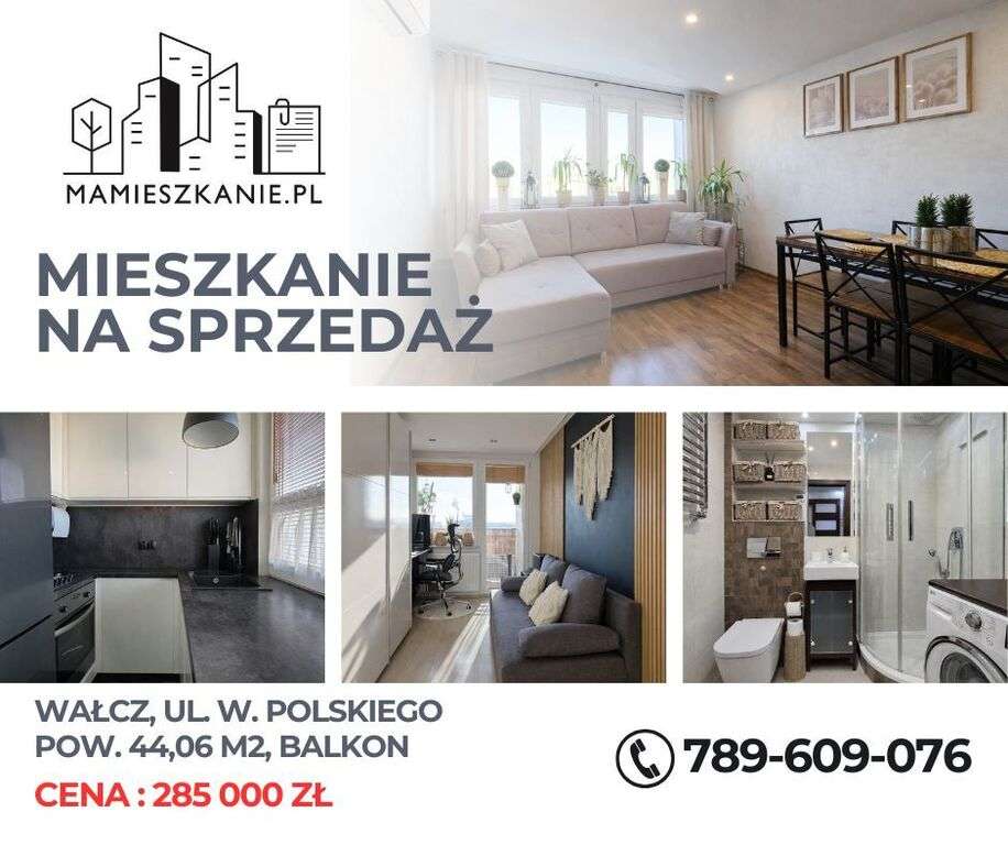 Wałcz | 2 pokoje z balkonem – ul. W. Polskiego-0