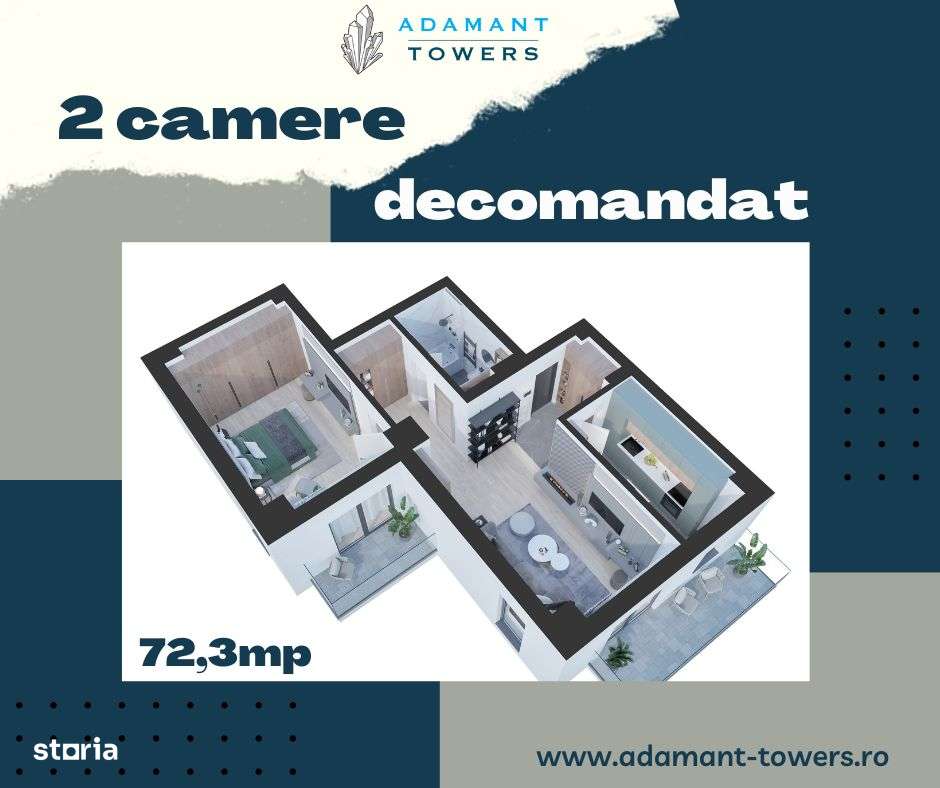 Adamant Towers | 2 camere | decomandat | tip 2E | 72.3mp Nicolina Iasi - Imagine principală: 5/18