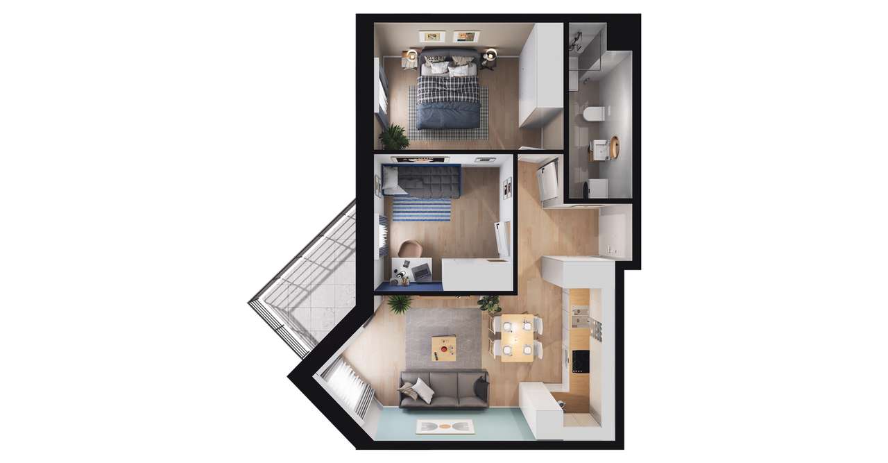 3-pokojowe mieszkanie 48m2 Bez Prowizji - Pełny obrazek: 3/9