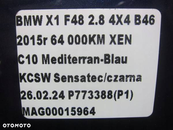 BMW X1 F48 MASKA PRZEDNIA PRZÓD C10 MEDITERRAN BLAU NIEBIESKA 7463772 - 11