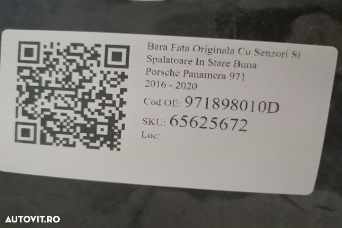 Bara Fata Originala Cu Senzori Si Spalatoare In Stare Buna Porsche Panamera 971 2016 2017 2018 2019 - 8