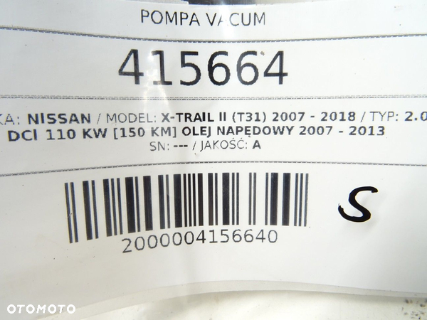 POMPA VACUM NISSAN X-TRAIL II (T31) 2007 - 2018 2.0 dCi 110 kW [150 KM] olej napędowy 2007 - 2013 - 5