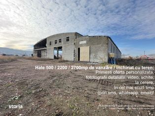 Hale 500, 2200, 2744mp si teren de vanzare, inchiriat, Tomesti